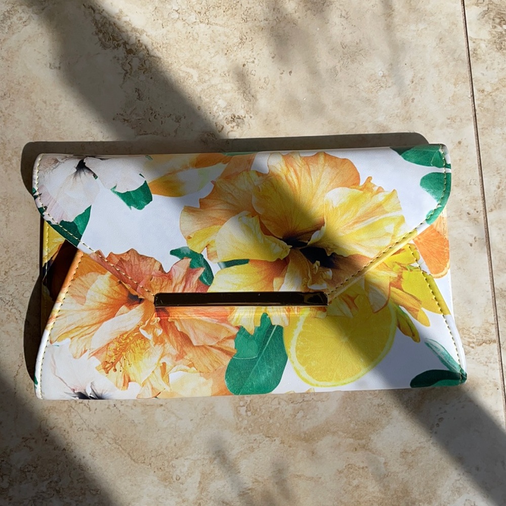 Yellow flower clutch purse
